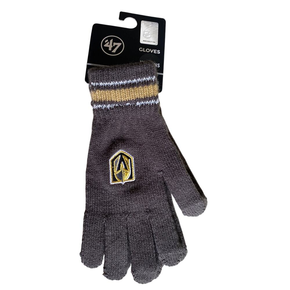 NHL Vegas Golden Knight Big Logo Gloves Gray Hockey Winter Women's One Size NWT